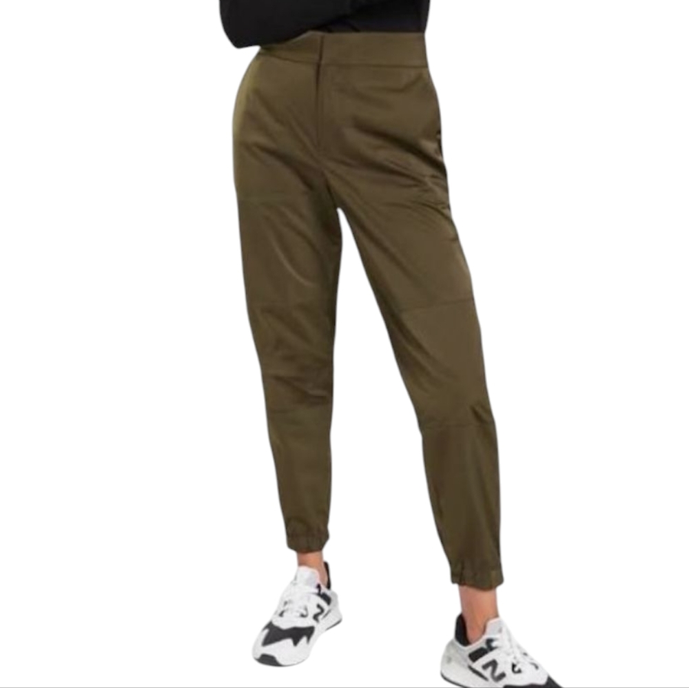 Athleta Radiant Jogger Women's Size 2 Dark Khaki Green‎ Sleek Satin Pants